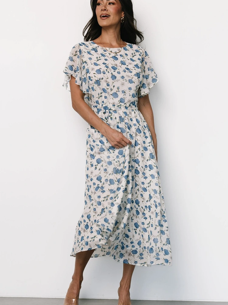 Floral Print Midi A-Line Dress