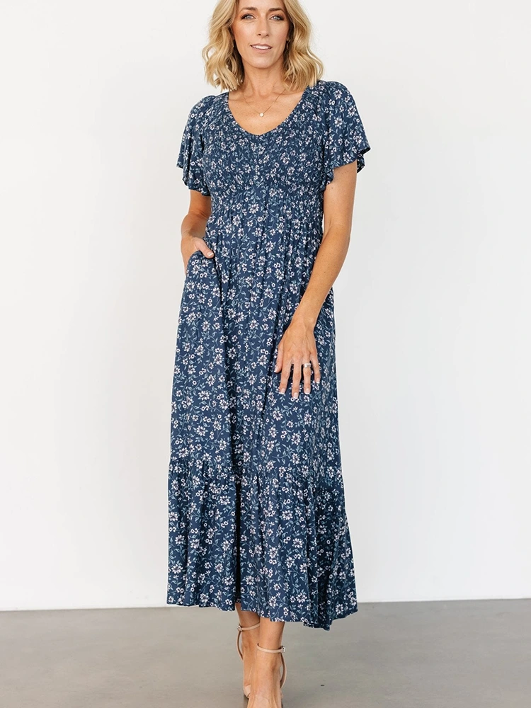 Summer Floral Print Midi Dress
